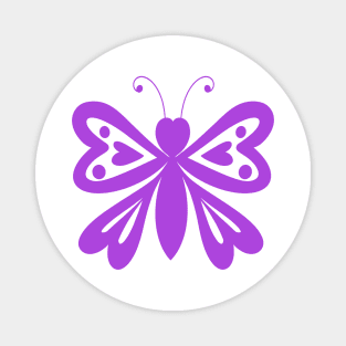 Heart Design Purple Butterfly Magnet